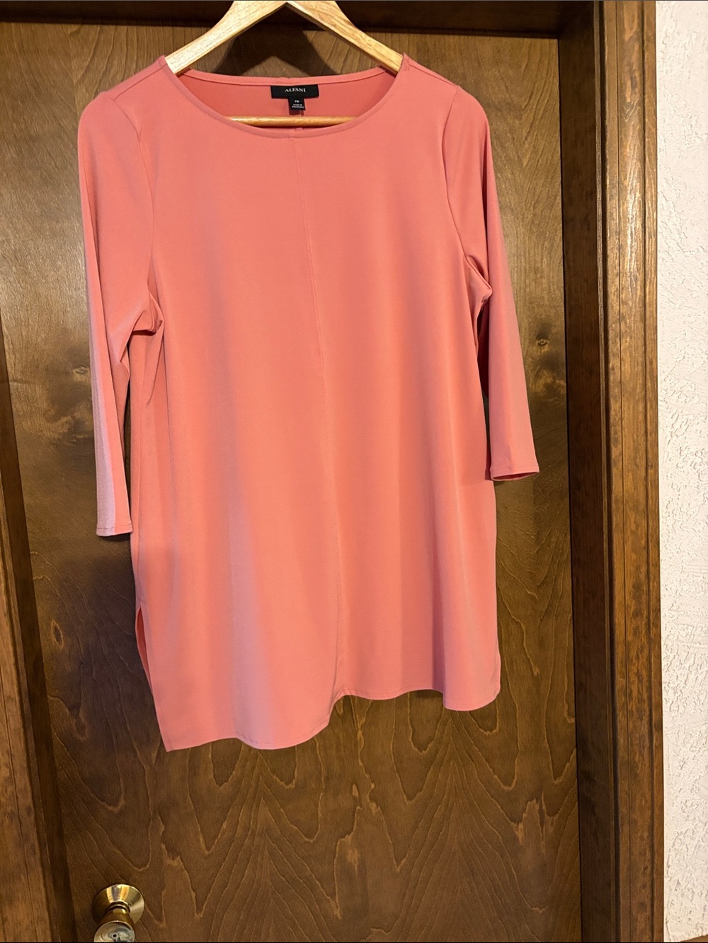 Alfani Coral Shift tunic with Three-Quarter Sleeves